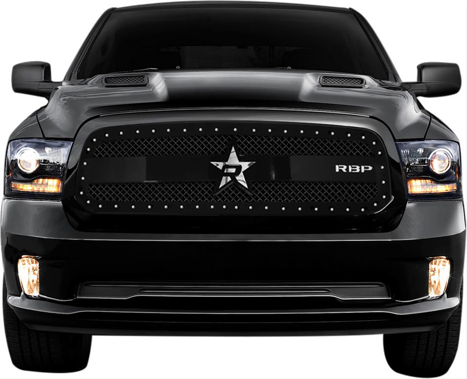 Black RX-3 Series Studded Frame Grille 13-19 Ram 1500 - Click Image to Close